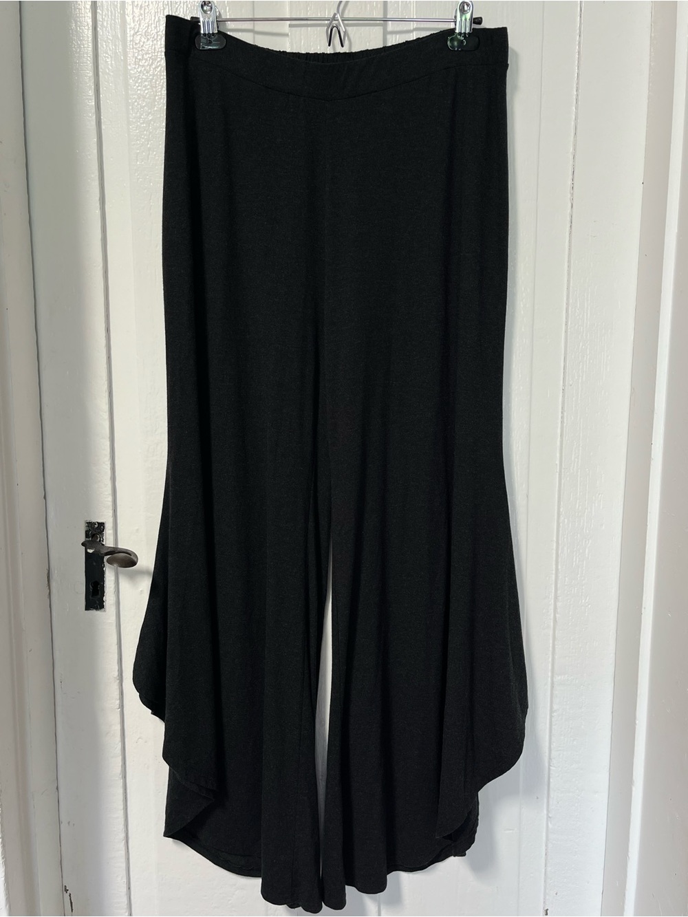 Kozan Charcoal Grey Lagenlook Knit Jersey Draped Wide Leg Pants Sz XL